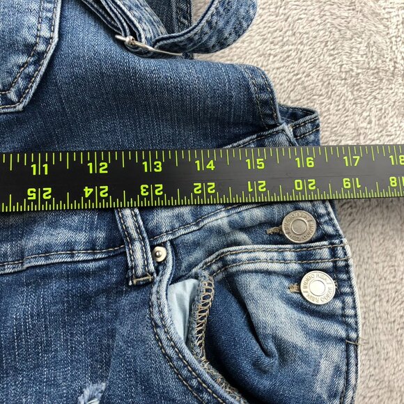 Vintage Indigo Rein Womens Denim Overalls 13/30 Blue Distressed Cargo Skinny Leg - Picture 4 of 15